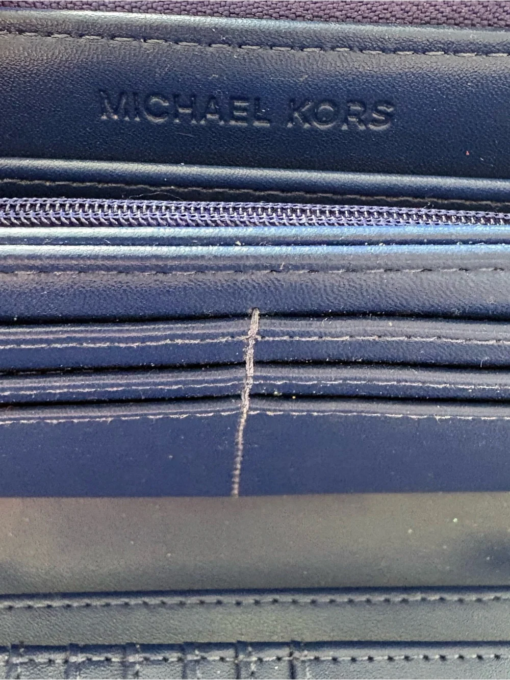 Michael Kors Navy & White Striped Long Zip Wallet EUC - Picture 11 of 11